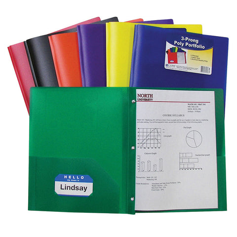 C-Line Two Pocket Poly Portfolios Folder With Prongs, Pack Of 36
