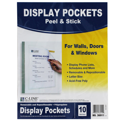 C-Line Sign Holders, Peel &amp; Stick Backing For Walls, Doors And Windows, Pack Of 2