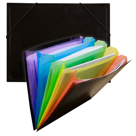 C-Line Rainbow Document Sorter, Black/Multicolor