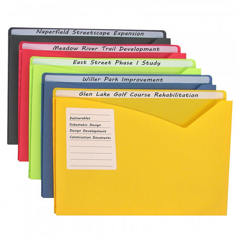 C-Line Write-On Poly File Jackets, Assorted Colors, Box Of 25