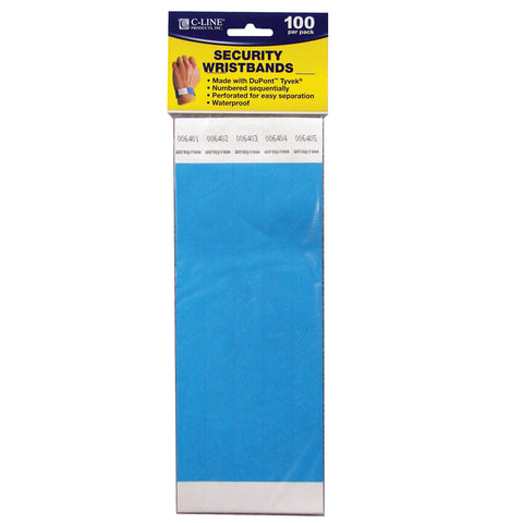 Dupont Tyvek Security Wristbands, Blue, 100/Pack
