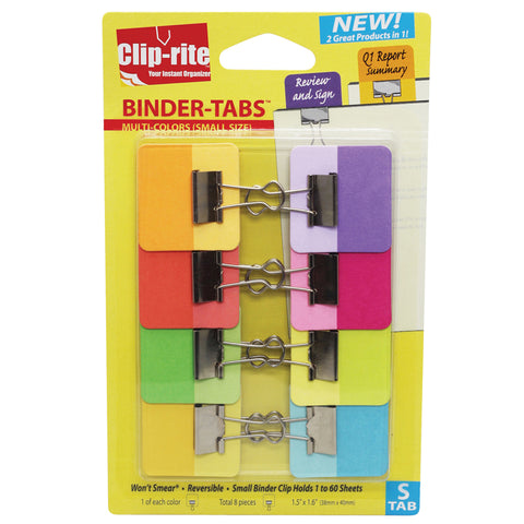 Binder-Tabs With Small Clips, Pack Of 8, Assorted Colors