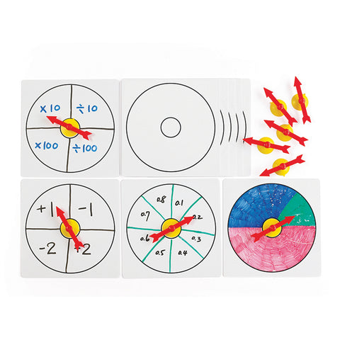 10 Suction Spinner With Whiteboards, Set Of 10