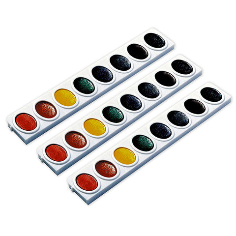 Prang Watercolors, Oval Pan Refill Tray, 8 Colors Per Tray, 3 Trays