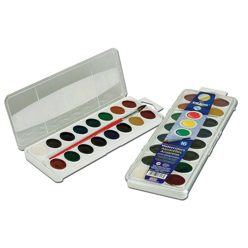 Prang Semi-Moist Washable Watercolor Set, 16 Colors