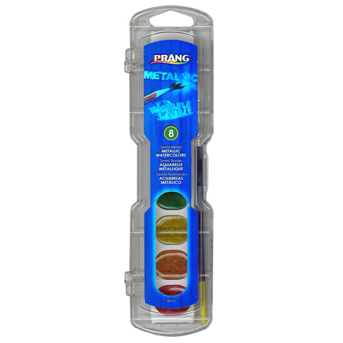 Prang Semi-Moist Washable Watercolor Set, 8 Metallic Colors