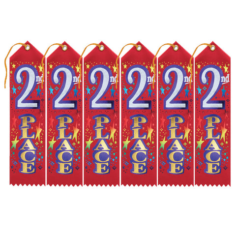 2Nd Place Award Ribbon, 2 X 8, Pack Of 6