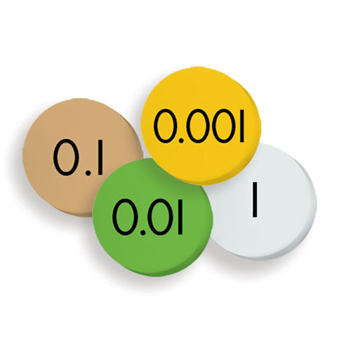 4-Value Decimals To Whole Number Place Value Discs Set, 100 Discs