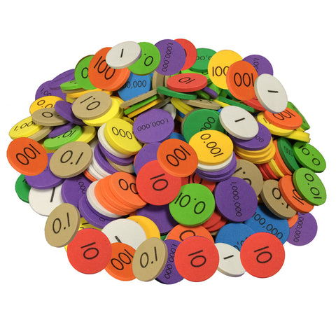 10-Value Decimals To Whole Numbers Place Value Discs Set, Pack Of 250