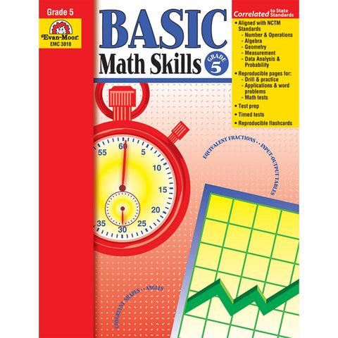 Evan-Moor Basic Math Skills Book, Grade 5