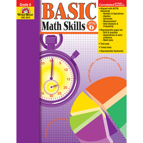 Evan-Moor Basic Math Skills Book, Grade 6