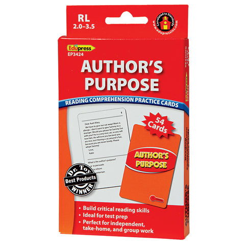 Author&trade;S Purpose Reading Comprehension Practice Cards, Red Level (Reading Level 2.0&ldquo;3.5)