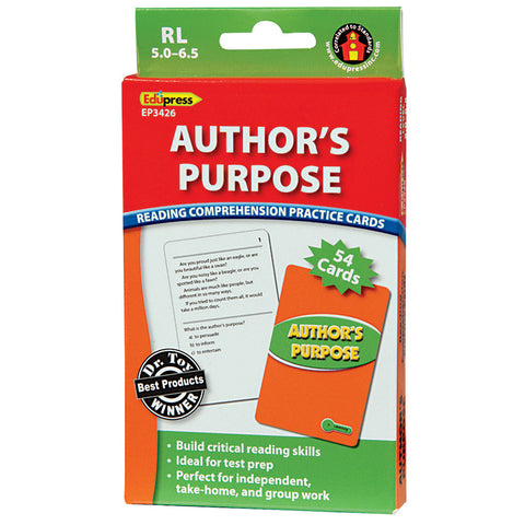 Author&trade;S Purpose Reading Comprehension Practice Cards, Green Level (Reading Level 5.0-6.5)