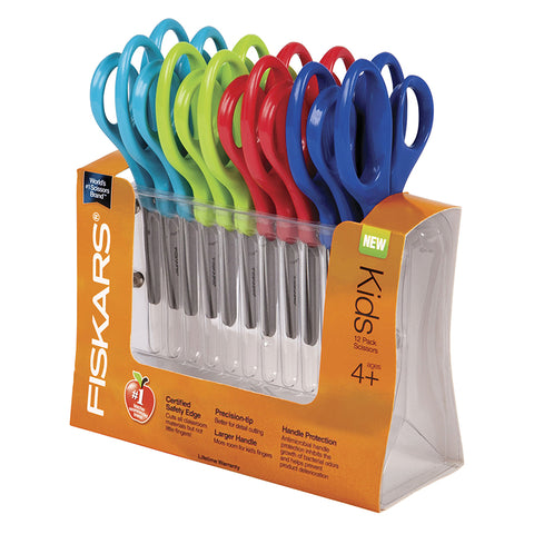 Fiskars Pointed-Tip Kids Scissors Classpack, 5, Assorted Colors, Pack Of 12