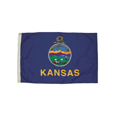 3X5' Nylon Kansas Flag Heading &amp; Grommets