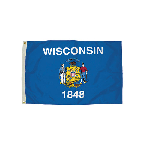 3X5' Nylon Wisconsin Flag Heading &amp; Grommets