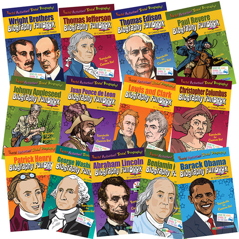 Presidents, Inventors & Explorers Biography Funbook, Set Of 13