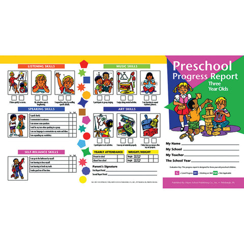 Preschool Progress Report Cards, 10/Pkg (Age 3)