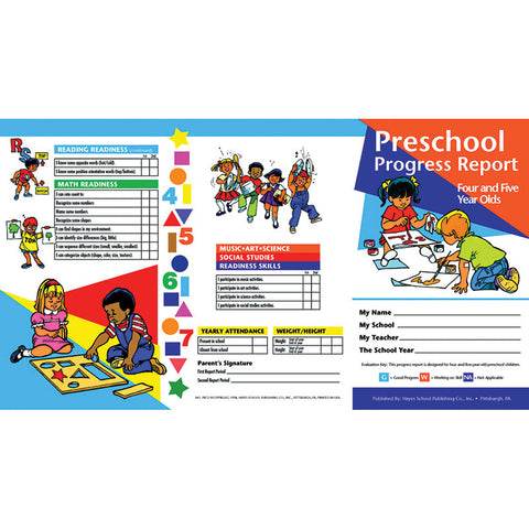 Preschool Progress Report Cards, 10/Pkg (Ages 4-5)