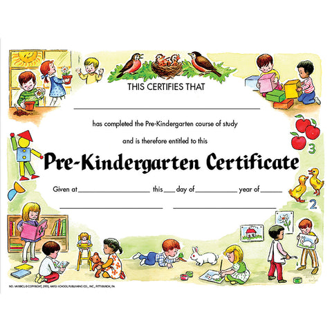Pre-Kindergarten Certificate - Va199Cl, Pack Of 30, 8.5 X 11