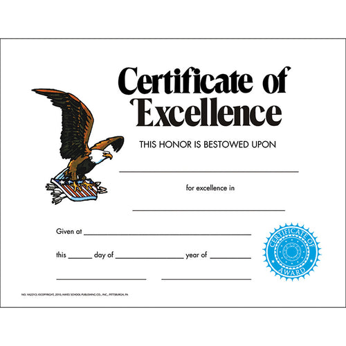 Certificate Of Excellence, Pack Of 30, 8.5 X 11