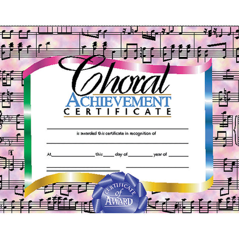 Choral Achievement Certificate - Va515, Pack Of 30, 8.5 X 11