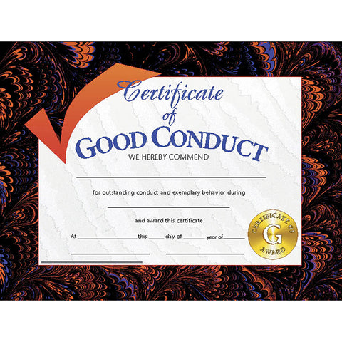 Certificate Of Good Conduct, Pack Of 30, 8.5 X 11