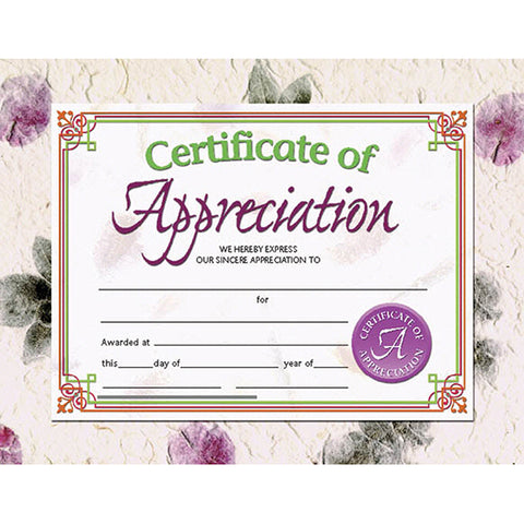 Certificate Of Appreciation, 30/Pkg