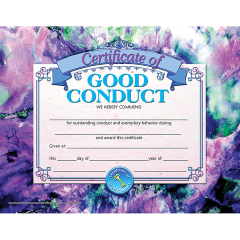 Certificate Of Good Conduct, 8-1/2 X 11, 30/Set