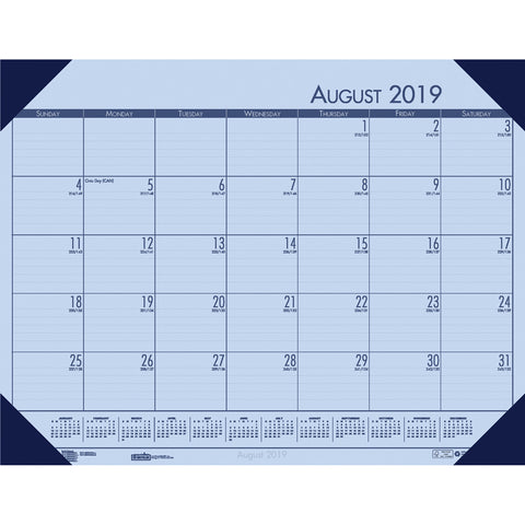 Academic Ecotones Calendar Desk Pad, Blue Paper/Blue Holder