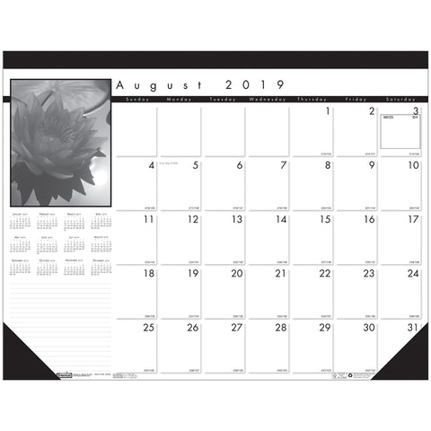 Black On White Calendar Desk Pad