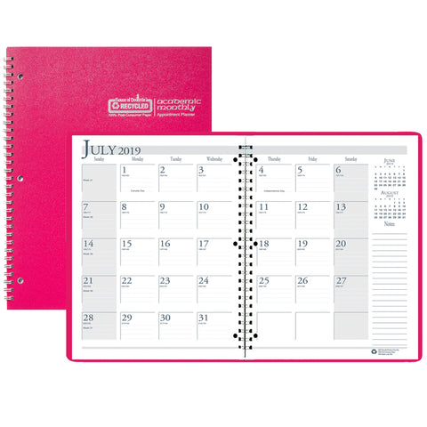 Academic Monthly Planner, 8 1/2 X 11, Pink, Wirebound