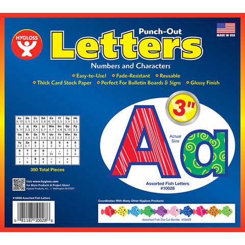 3 Punch-Out Letters, Assorted Fish