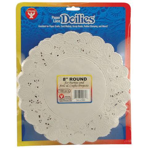 Round Doilies, White, 8, 100/Pkg