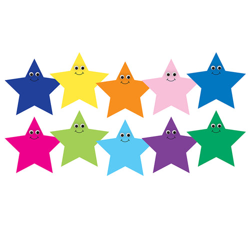 7 Multicolor Happy Stars Die Cut Accents
