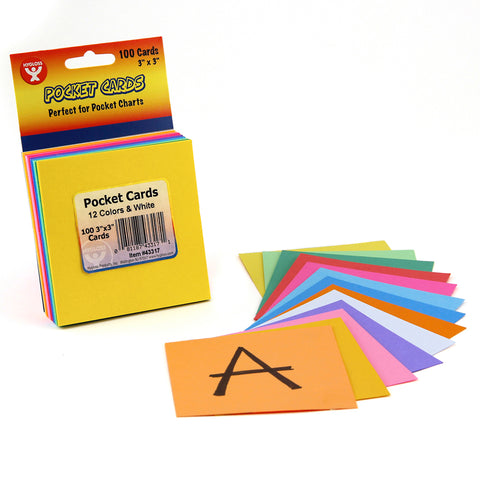 Pocket Cards, 3 X 3, 100/Pkg, Asst Colors