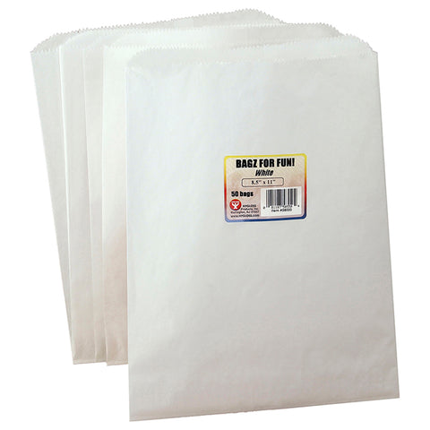 White Pinch Bottom Bags, 8.5" X 11", 50 Bags