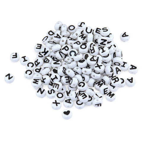 Abc Beads, Black And White, 300 Count