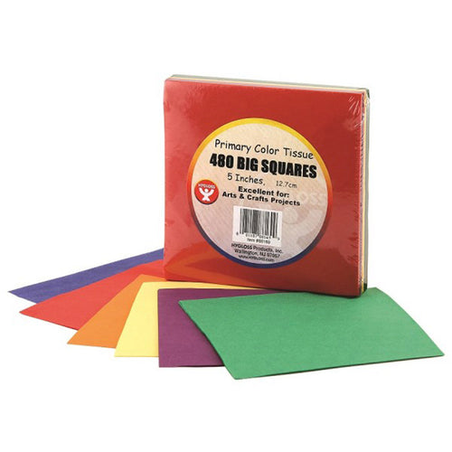 5 Tissue Squares, Primary Colors, 480/Pkg