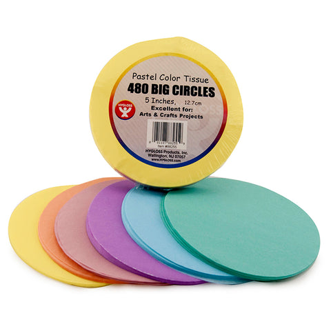 5 Tissue Circles, Pastel Colors, 480/Pkg
