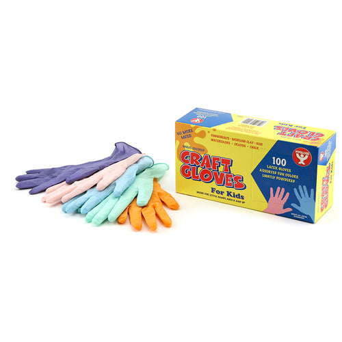 Colored Latex Craft Gloves, Kid Size, Pack Of 100