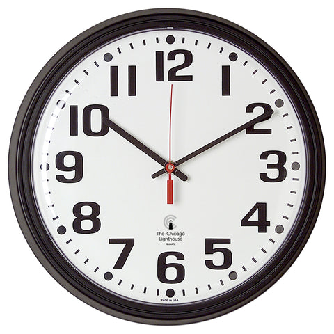 13.75 Blk Contract Clock, 12 Dial,Bold #S, Quartz Movement