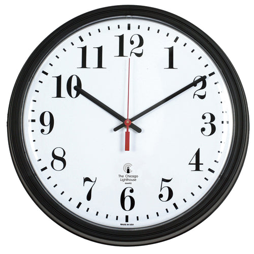 13.75 Blk Contract Clock, 12 Dial, Std. #S, Quartz Movement