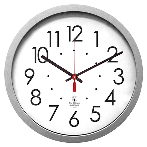 14.5 Silver Contemporary Clock, 12.5 Dial, Quartz Movement