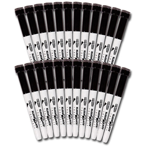 Dry Erase Markers W/ Erasers, Fine Point, Black, Pack Of 24