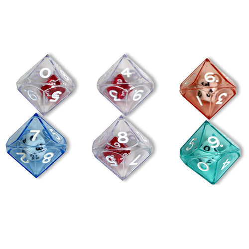 10-Sided Double Dice Set, 6 Dice