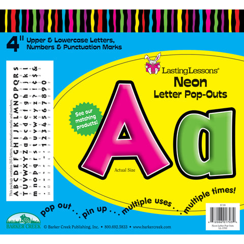 Letter Pop-Outs, 4, Neon, 255 Pieces