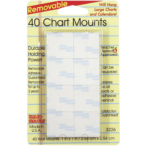 Magic Mounts Chart Mounts, 1 X 1, Pack Of 40
