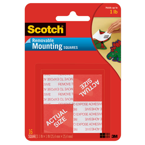 Removable Mounting Tape, 1 X 1, 16 Squares