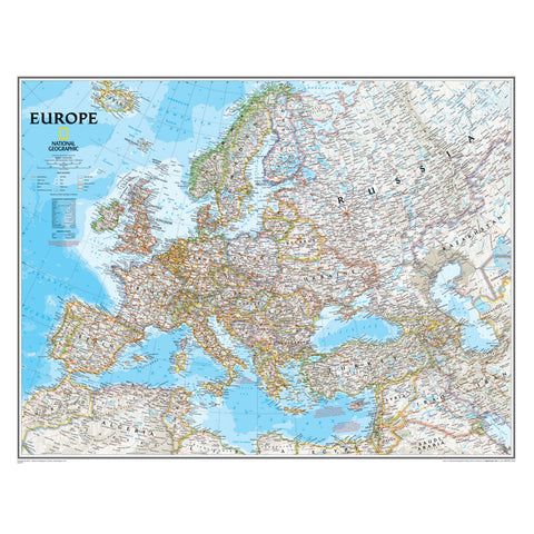 Europe Wall Map, 34 Width, 24 Length